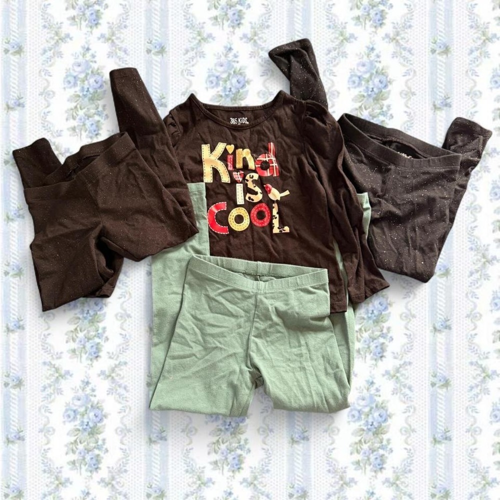 Girls 4T-5T Kind is Cool Long Sleeve Shirt and 3 Pairs of Leggings Set Bundle
